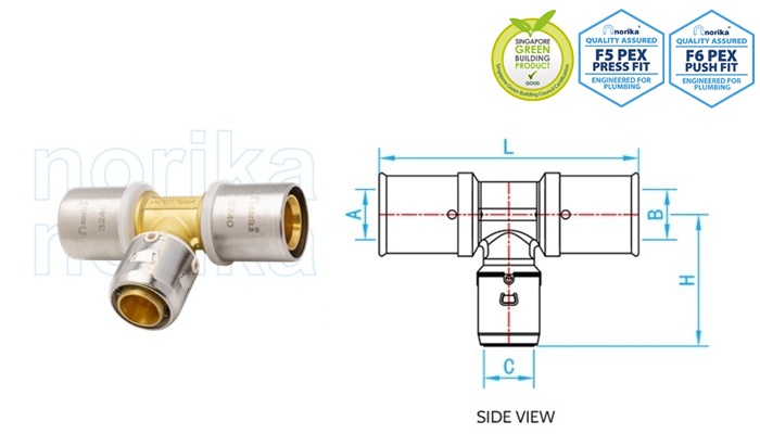 PEX F5 Press-Fit to PEX F6 Push-Fit Reducing Tee
